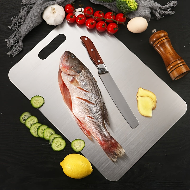 Stainless Steel Cutting Board, 22.99 x 34.04 cm, Double-Sided, Food-Safe, Durable