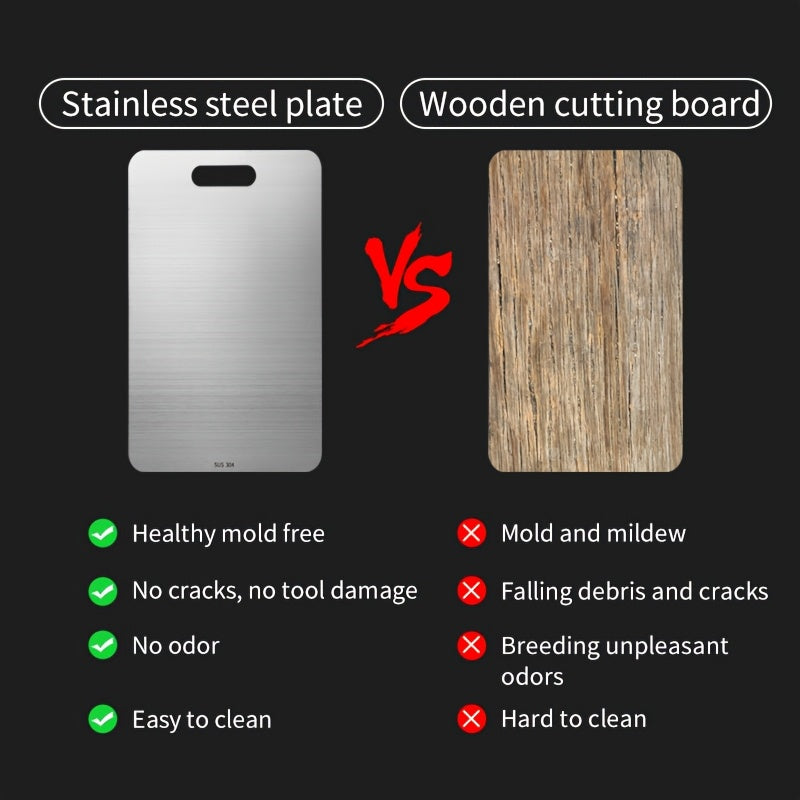 Stainless Steel Cutting Board, 22.99 x 34.04 cm, Double-Sided, Food-Safe, Durable