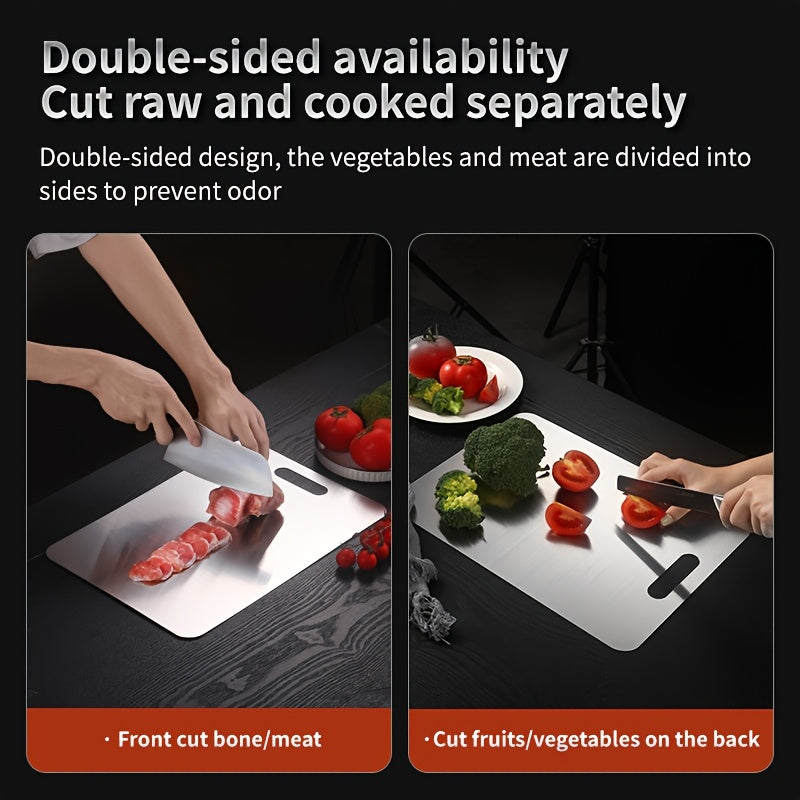 Stainless Steel Cutting Board, 22.99 x 34.04 cm, Double-Sided, Food-Safe, Durable