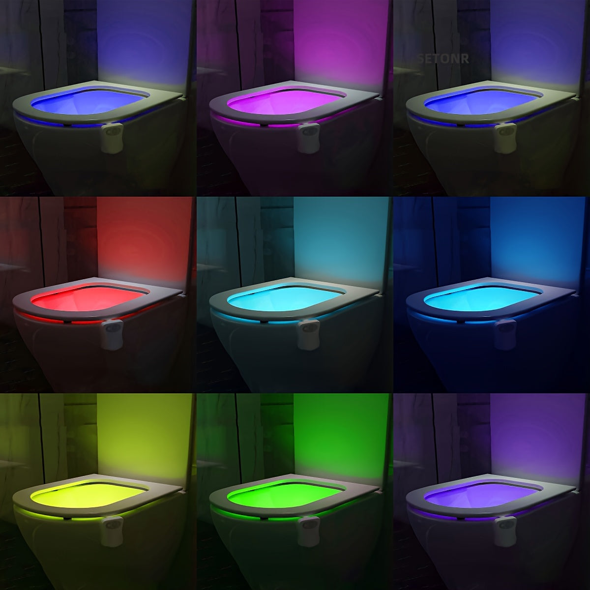 Motion Activated Setonr Smart Toilet Night Light - 1pc Inside Toilet Bowl for Bathroom - Christmas Gift